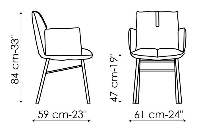Pil Dining Chair by Bonaldo, size drawing: Miss Pil