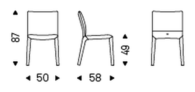 Penelope Chair by Cattelan Italia, size drawing