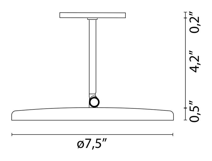 Atom 200 Light Module, Zero Track by Flos, size drawing