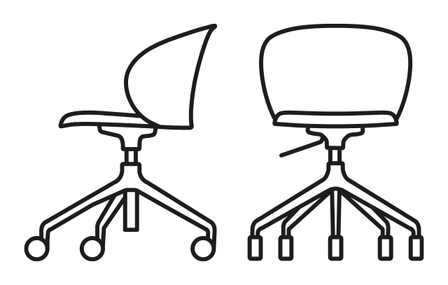 Tuka Office Armchair by Connubia, size drawing