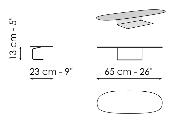Gauss Desk by Bonaldo, size drawing: Shelf 120