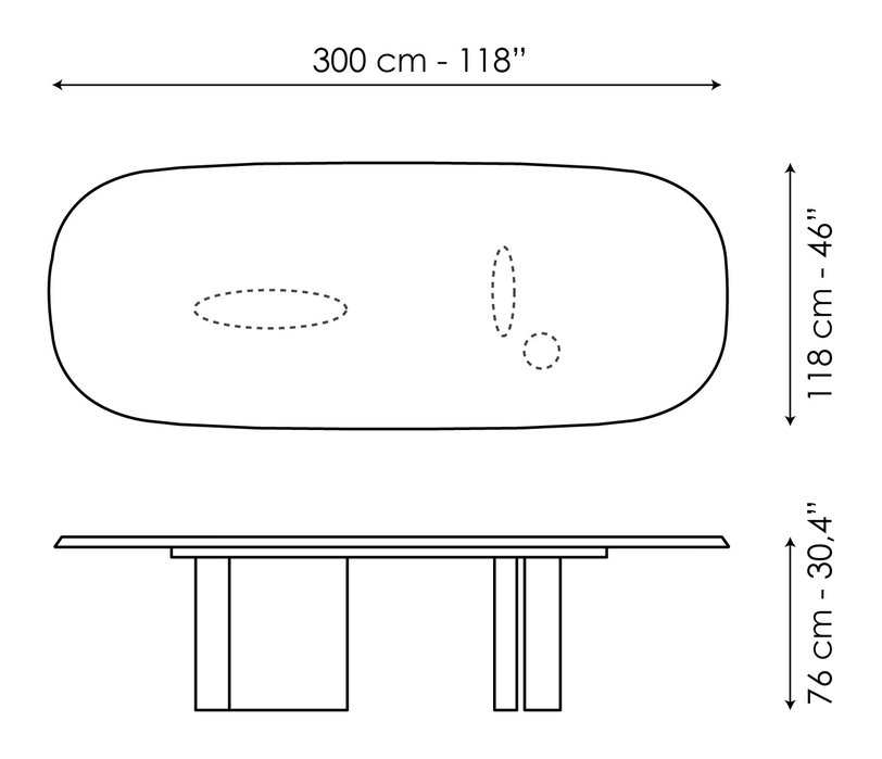 Padiglioni Dining Table by Bonaldo, size drawing 3