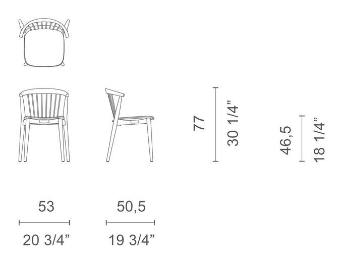 Newood Chair by Cappellini, size drawing: NW_1T