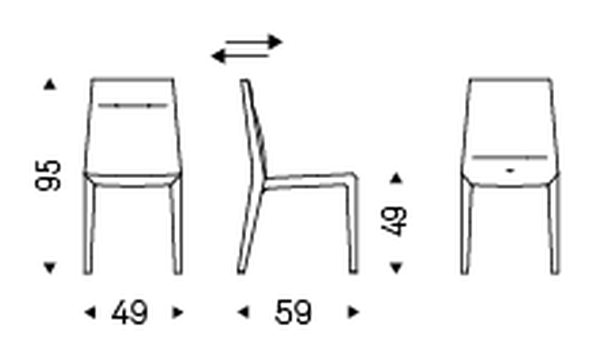 Agatha Flex Chair by Cattelan Italia, size drawing
