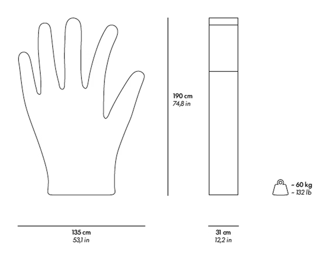 Mano Sculpture by Gufram, size drawing
