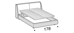 Bend Bed by Ditre Italia, size drawing: Double size bed for 160x200 cm mattress with EASY mechanism