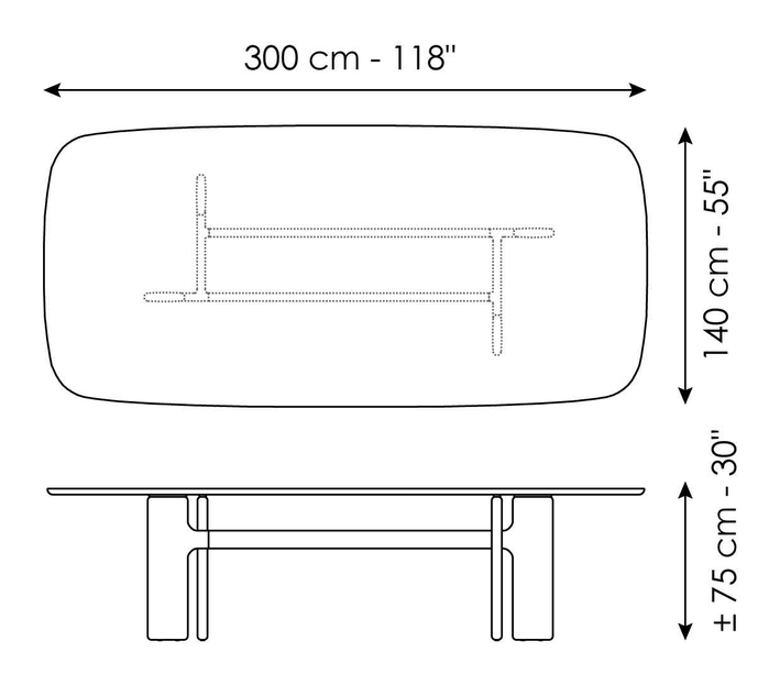 Hippos Dining Table by Bonaldo, size drawing 6
