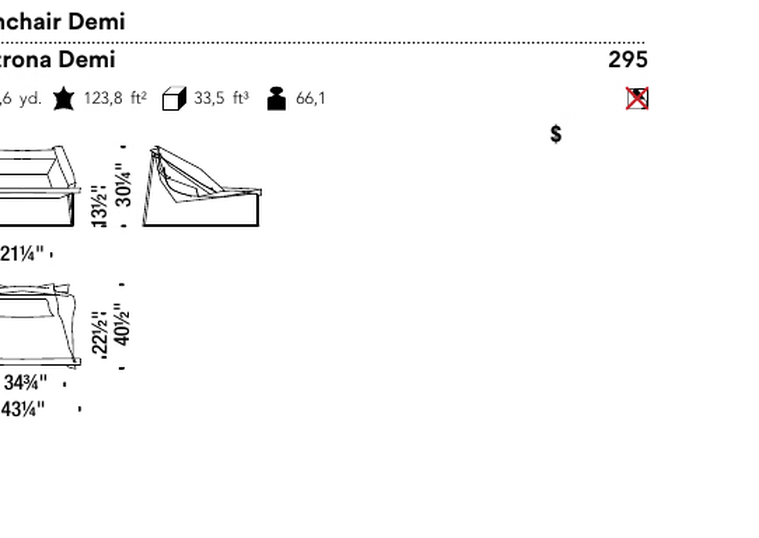 Volant Armchair by Moroso, size drawing
