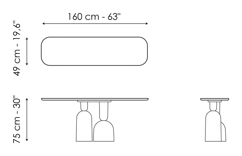 Cop Console Table by Bonaldo, size drawing 2