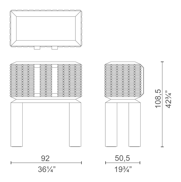 Out of Scale: Project One Cabinet by Cappellini, size drawing