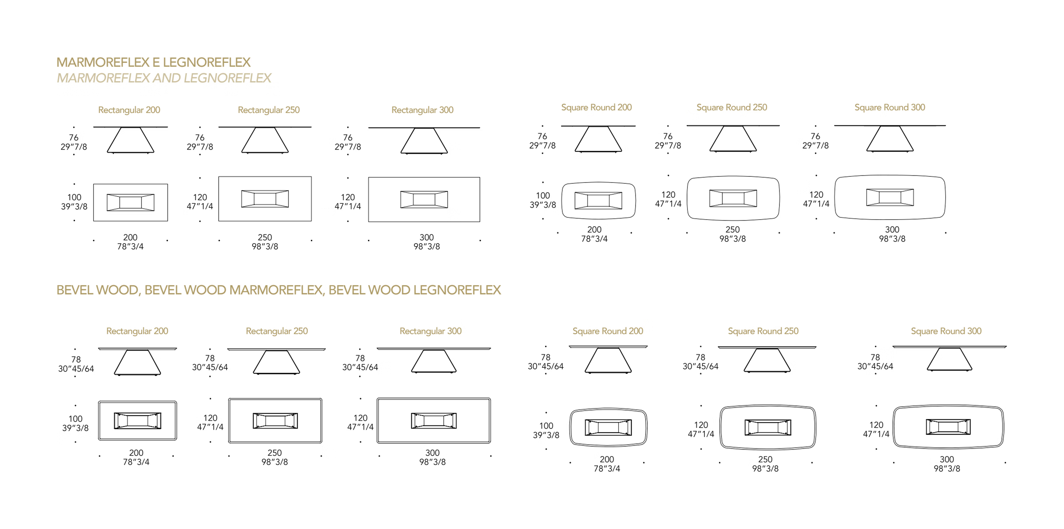 Oh 72 Fisso Dining Table by Reflex, size drawing