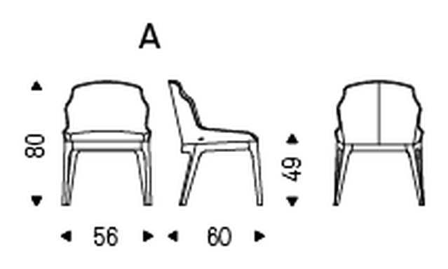 Musa Chair by Cattelan Italia, size drawing 1