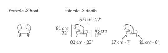 Soufflé Armchair by Nicoline, size drawing 1