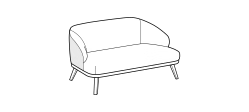 St. Tropez Armchair by Ditre Italia, size drawing: 2-seat sofa mix