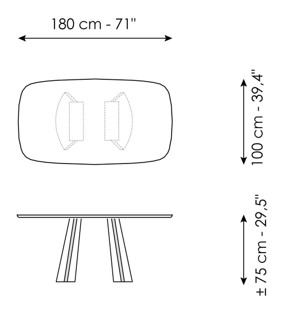 Torii Extendable Dining Table by Bonaldo, size drawing 8
