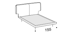 Skin Bed by Ditre Italia, size drawing: Queen size bed for 153x203 cm mattress
