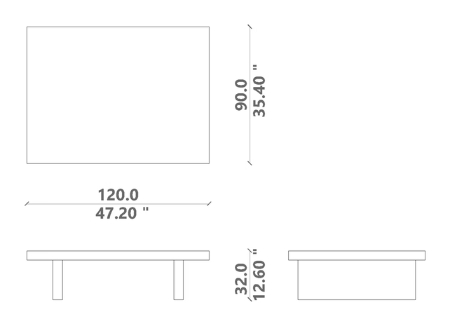 Herbie Coffee Table by Talenti, size drawing: 120 × 90