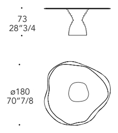 Murano Dining Table by Reflex, size drawing