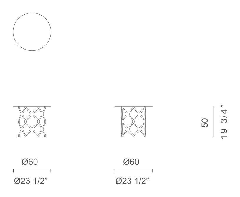 X Table System Lido by Cappellini, size drawing: XTS2