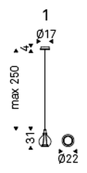 Aladdin Pendant Lamp by Cattelan Italia, size drawing 1
