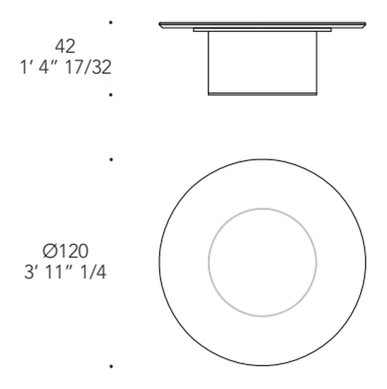 Hula Hoop Coffee Table by Reflex, size drawing