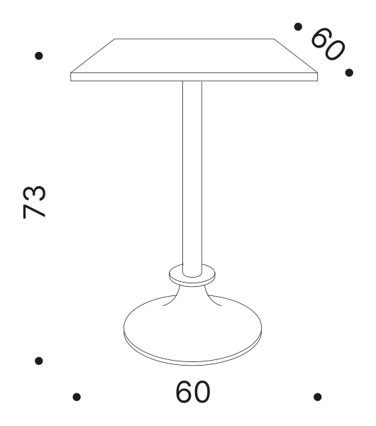 Lord Yi Square Table by Driade, size drawing