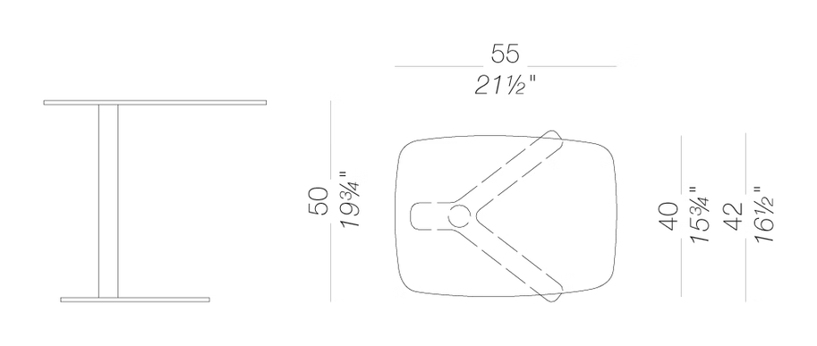 Yo ET80E Outdoor Side Table by LaPalma, size drawing