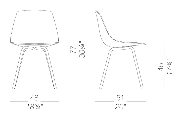 Miunn ES161 Outdoor Chair by LaPalma, size drawing