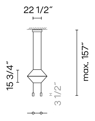 Wireflow Lineal Pendant Lamp by Vibia, size drawing: Model 0320