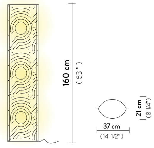 Venti Floor Lamp by Slamp, size drawing
