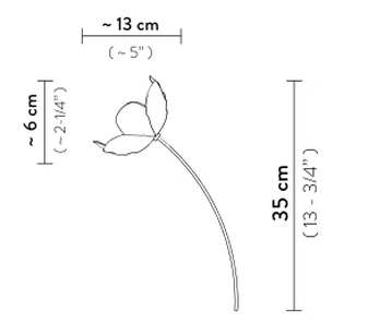 Poppy Pendant Lamp by Slamp, size drawing: Individual poppy measurements