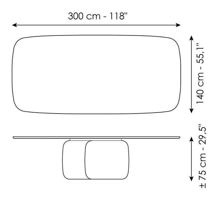 Mellow Dining Table by Bonaldo, size drawing 7