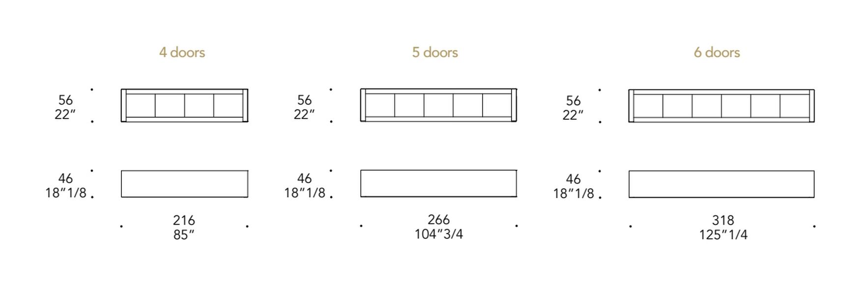 Avantgarde Credenza Low Sideboard by Reflex, size drawing
