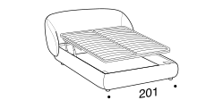 Pacific Bed by Ditre Italia, size drawing: Double size bed for 180x200 cm mattress with EASY mechanism