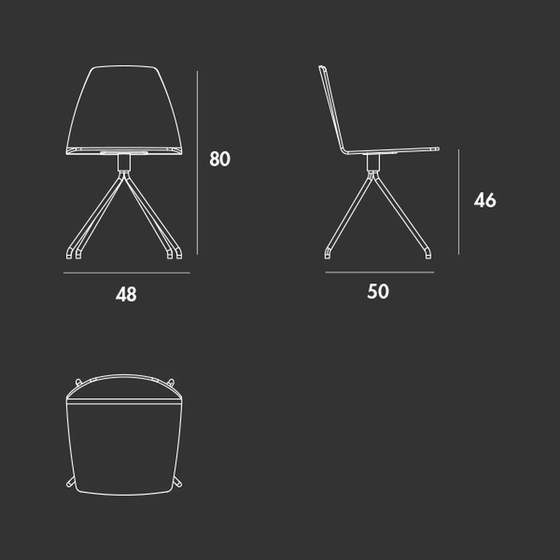 Sila Trestle Chair by Sovet, size drawing