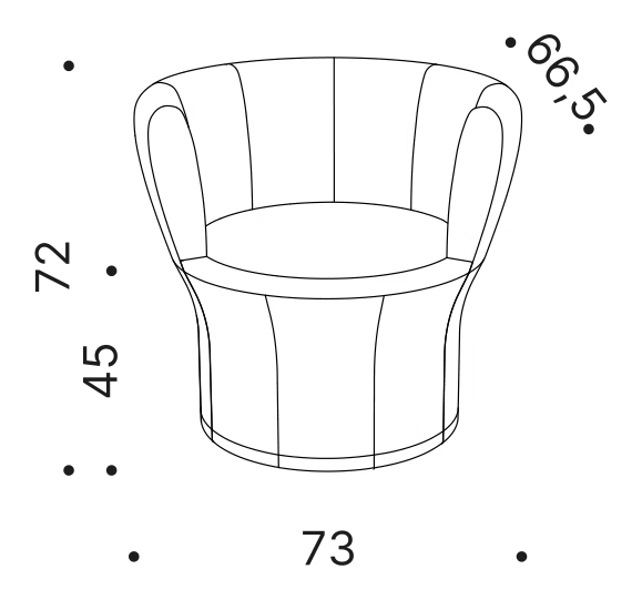 Lisa Armchair by Driade, size drawing