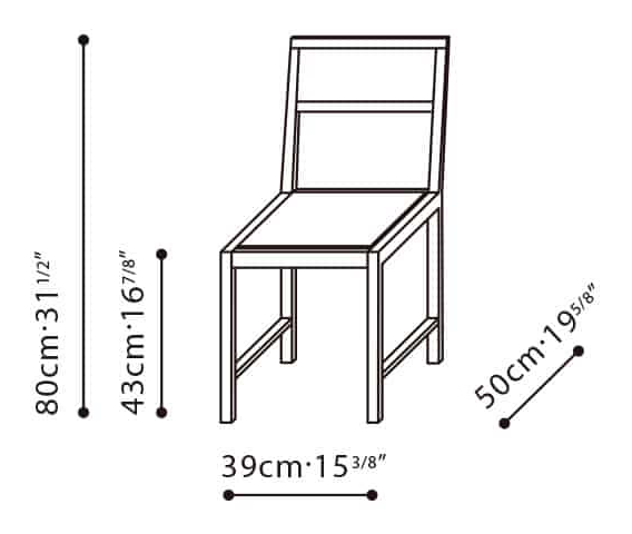 Baiana Chair by Camerich, size drawing