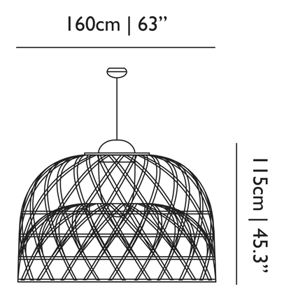 Emperor Suspended Pendant Lamp by Moooi, size drawing: Large