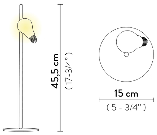Idea Table Lamp by Slamp, size drawing