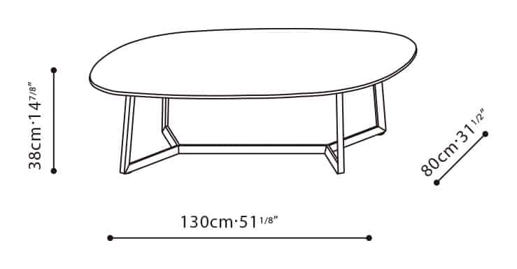 Teri Side Table by Camerich, size drawing: C06F0404