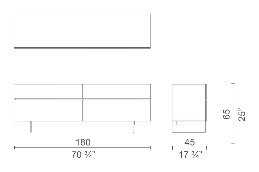 Uni Notte Cabinet by Cappellini, size drawing: UNN2