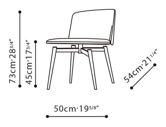Ballet Chair (Swivel) by Camerich, size drawing: C02F0305