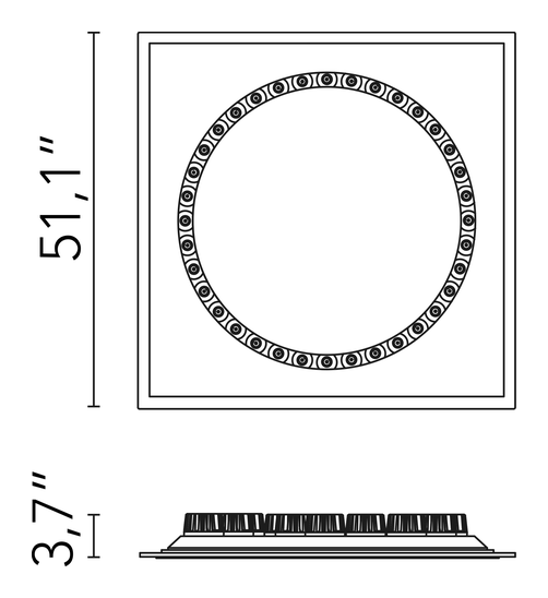 Circle of Light Ceiling Structure by Flos, size drawing: Circle of Light 36" Soft Piece