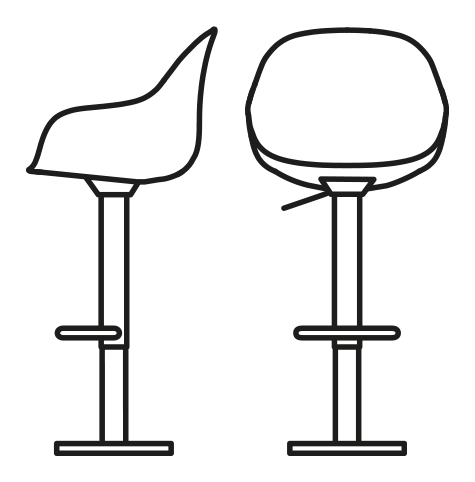 Academy AC Stool by Connubia, size drawing