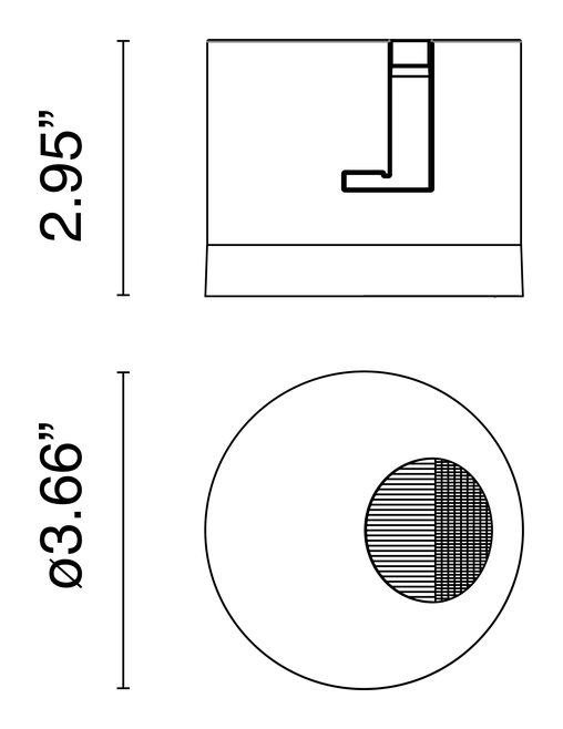 Light Shadow Pro Ø90 Non IC Downlight by Flos, size drawing: Light Shadow Pro Ø 90 Wall-Washer - Non IC