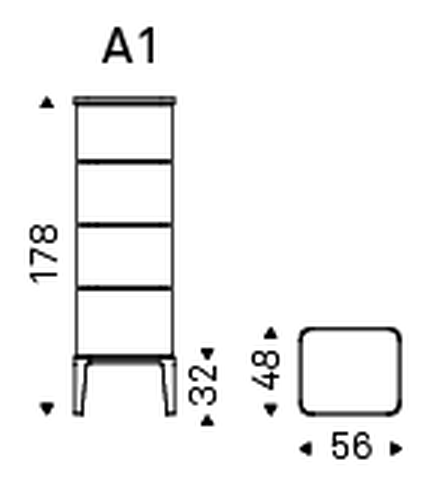 Chantal Display Cabinet by Cattelan Italia, size drawing 1