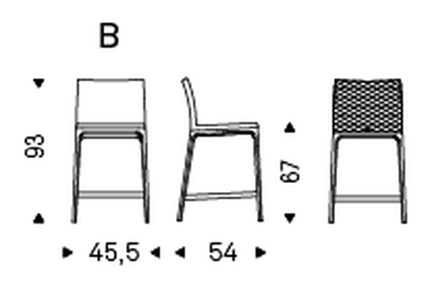Arcadia Couture Stool by Cattelan Italia, size drawing 2