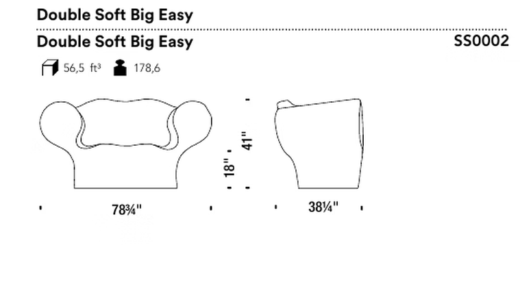 Double Soft Big Easy Sofa by Moroso, size drawing