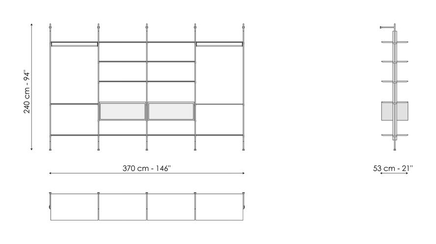 Roll Walk-in Closet by Bonaldo, size drawing 3