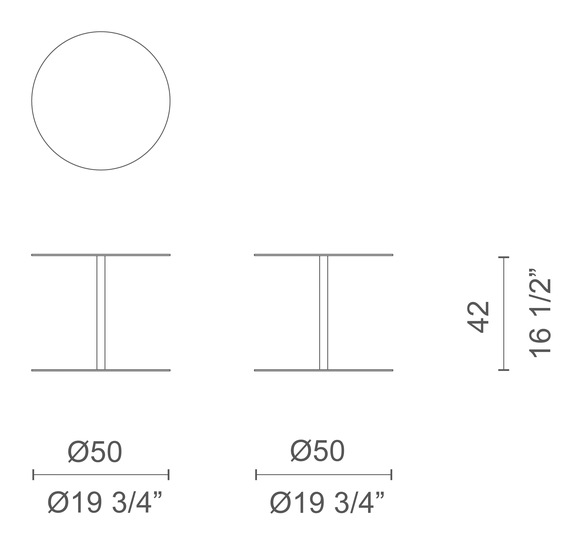 Gong Lido Side Table by Cappellini, size drawing: GG_1